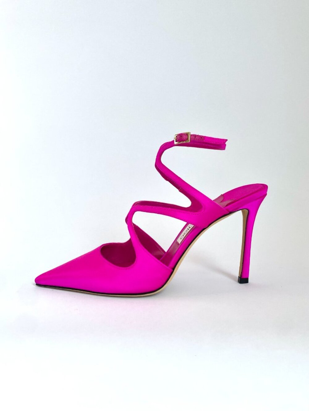 New Jimmy Choo Azia 95 Satin Pumps | Fuchsia Pink Strappy Heels | Size 8 - Picture 3 of 12